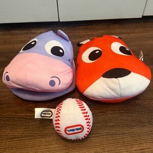 Little Tikes Purple Hippo and Orange Tiger Baseball Catching Set